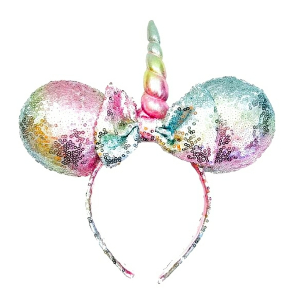 Disney Minnie Ears Pastel Rainbow Unicorn Minnie Mickey Sequin Mouse Headband